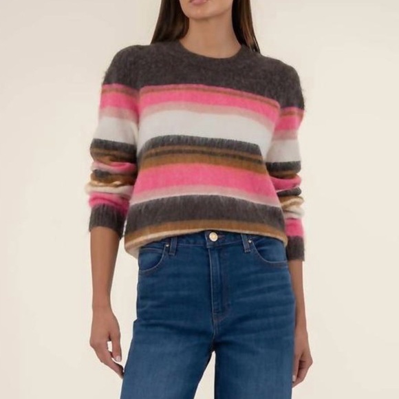 Kut from the Kloth Sweaters - Kut From The Kloth Elvira Stripe Relaxed Knit Sweater Brown Pink XS
